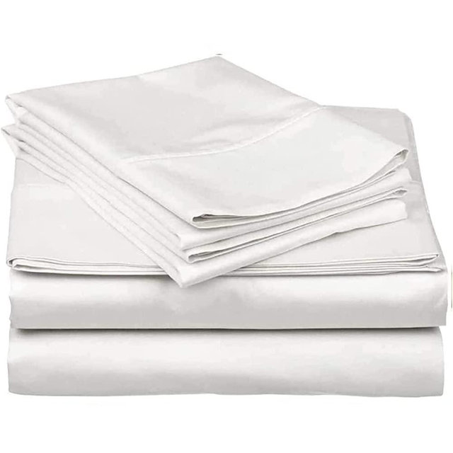 600 Thread Count 100% Long Staple Soft Cotton, 4 Piece Sheets Set, King Size,Smooth & Soft Sateen Weave, Luxury Hotel Collection Bedding, White Solid