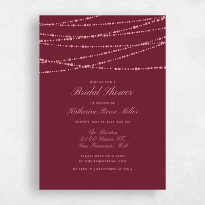 Burgundy, Red Wedding Wedding Shower Invitation - Moonlight Portrait