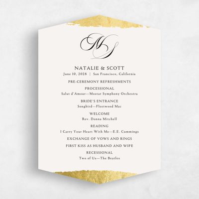 Beige Diamond Wedding Program - Casey Foil