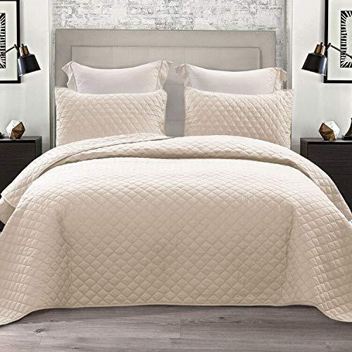 Exclusivo Mezcla Ultrasonic 3 Piece Queen Size Quilt Set with Pillow Shams, Lightweight Bedspread/ Coverlet/ Bed Cover - (Bone, 92"x88")