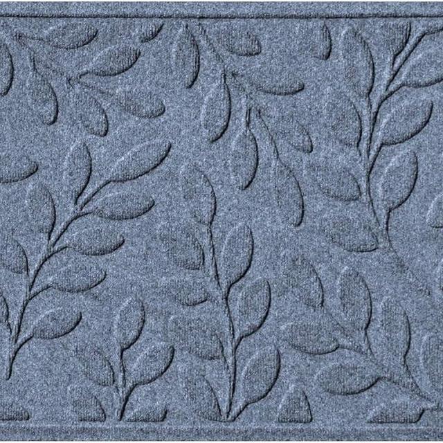 Bungalow Flooring Waterhog Door Mat, 2' x 3', Made in USA, Durable and Decorative Floor Covering, Skid Resistant, Indoor/Outdoor, Water-Trapping, Brittney Leaf Design, Bluestone