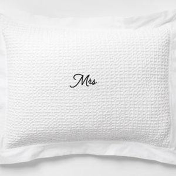 Organic Cotton Waffle Crisp White Standard Bed Pillow Sham + Reviews | Crate & Barrel