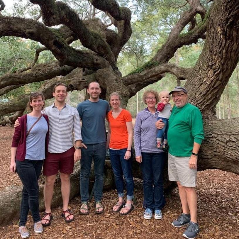 The Venning family with groomsman, Alex; bridesmaid, Sarah; Ella, and Jimmy's parents Lise and Jim