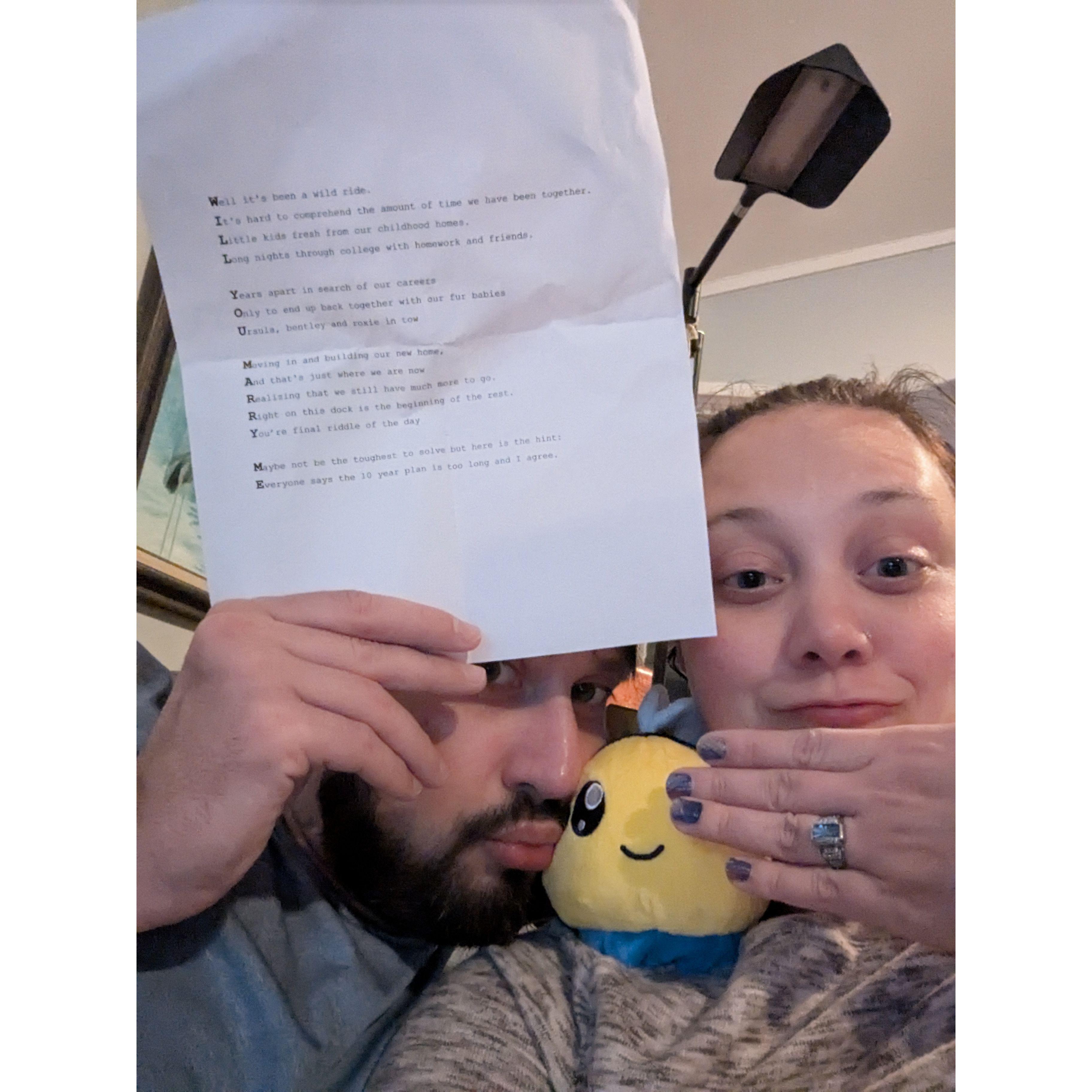 Just afterBraeden proposed. Beeverly was our keeper of the ring
