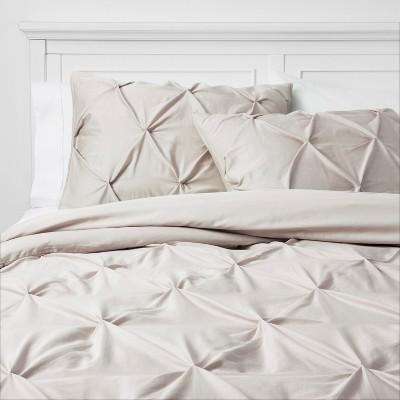 Full/Queen Pinch Pleat Comforter Set Creamy Chai - Threshold™