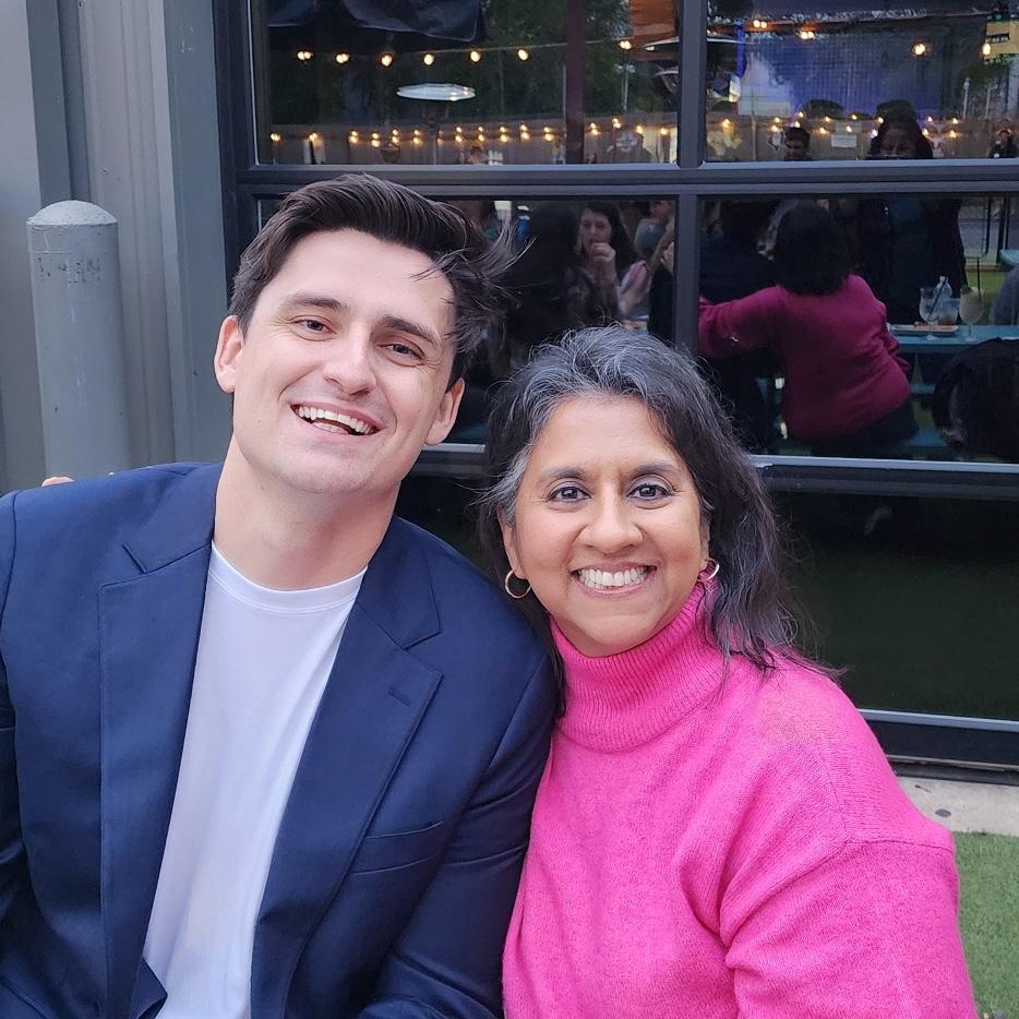 Mikaela really enjoys this picture of Liam and his future mother-in-law!