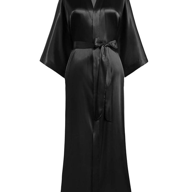 PRODESIGN Satin Kimono Robe Women Long Silky Kimono Bathrobe Sleepwear Wedding Bridesmaid Robe