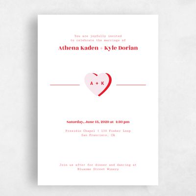 Pink Wedding Invitation - Jolla Portrait