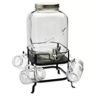 Mason Craft & More 3-Gallon 6-Piece Mason Jar Drink Dispenser Set