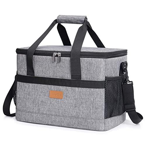 Lifewit Cooler Bag 20/30/40L，Collapsible and Insulated Large Lunch Bag Leakproof Soft Cooler Portable Tote for Camping/BBQ/Family Outdoor Activities, Grey