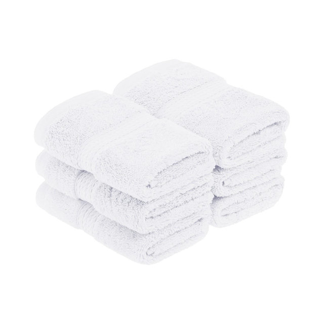 Premium Cotton 800 GSM Heavyweight Plush Luxury 6 Piece Face Towel/ Washcloth Set, White - Blue Nile Mills