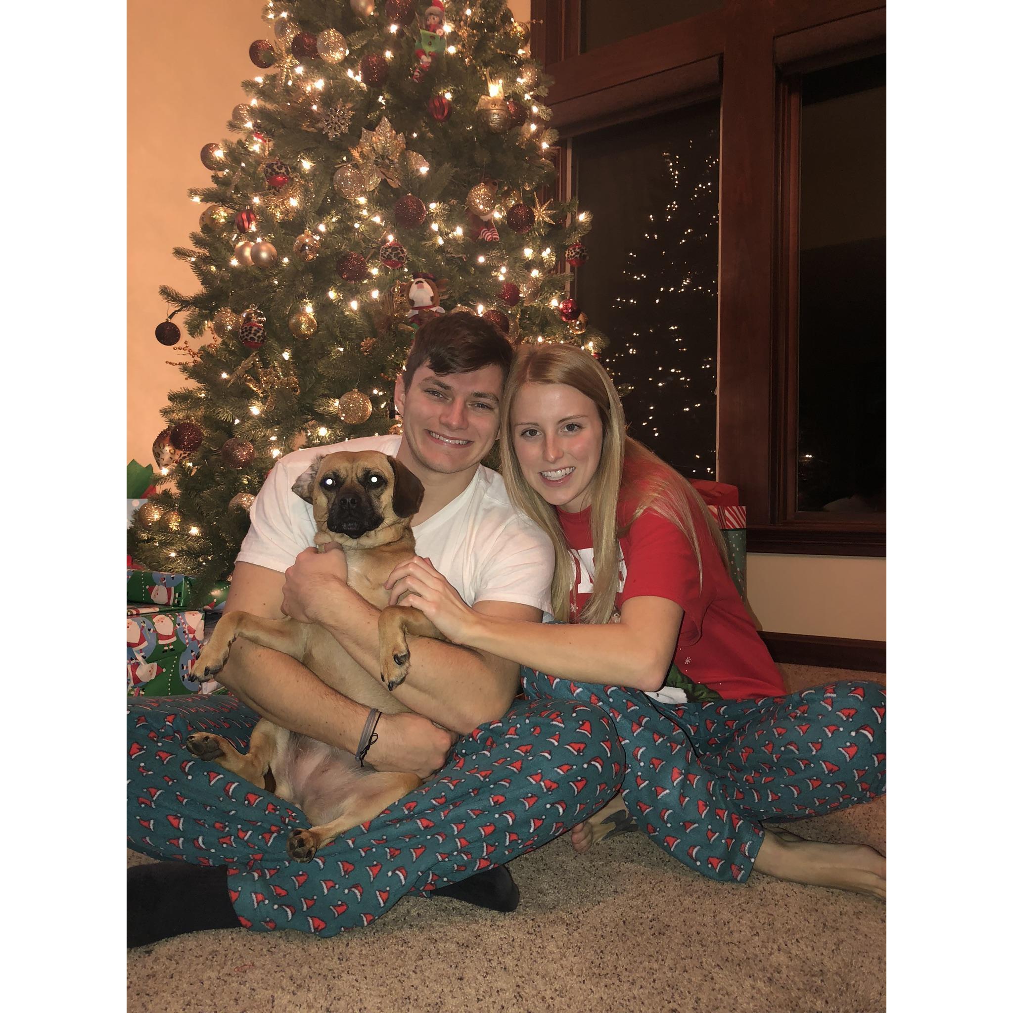 Christmas 2018 with our dog, Jovi!