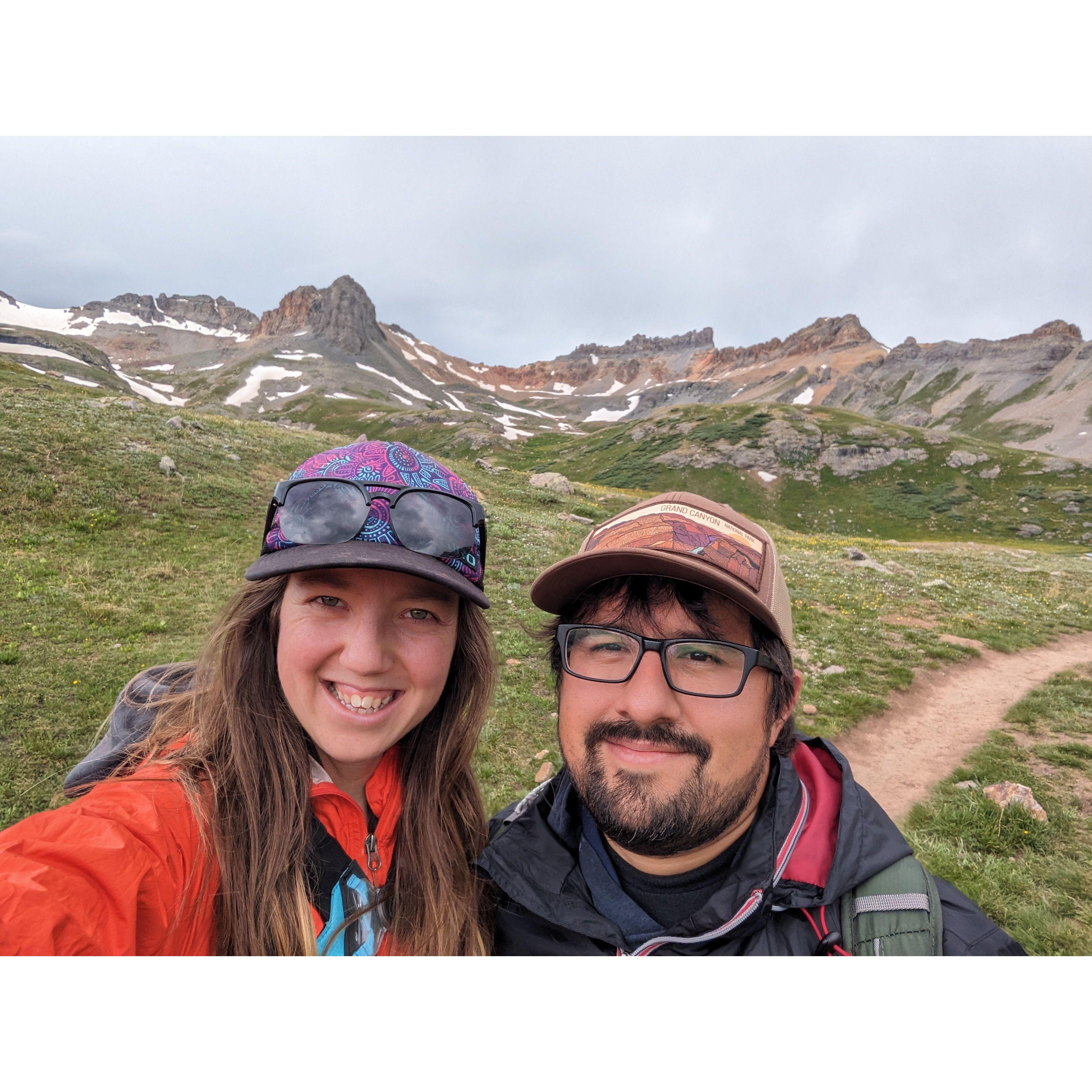 One of Felipe's favorite things about Sarah is that she is adventurous and loves to spend time outside. In this picture we're near Ice Lake outside of Silverton, CO.