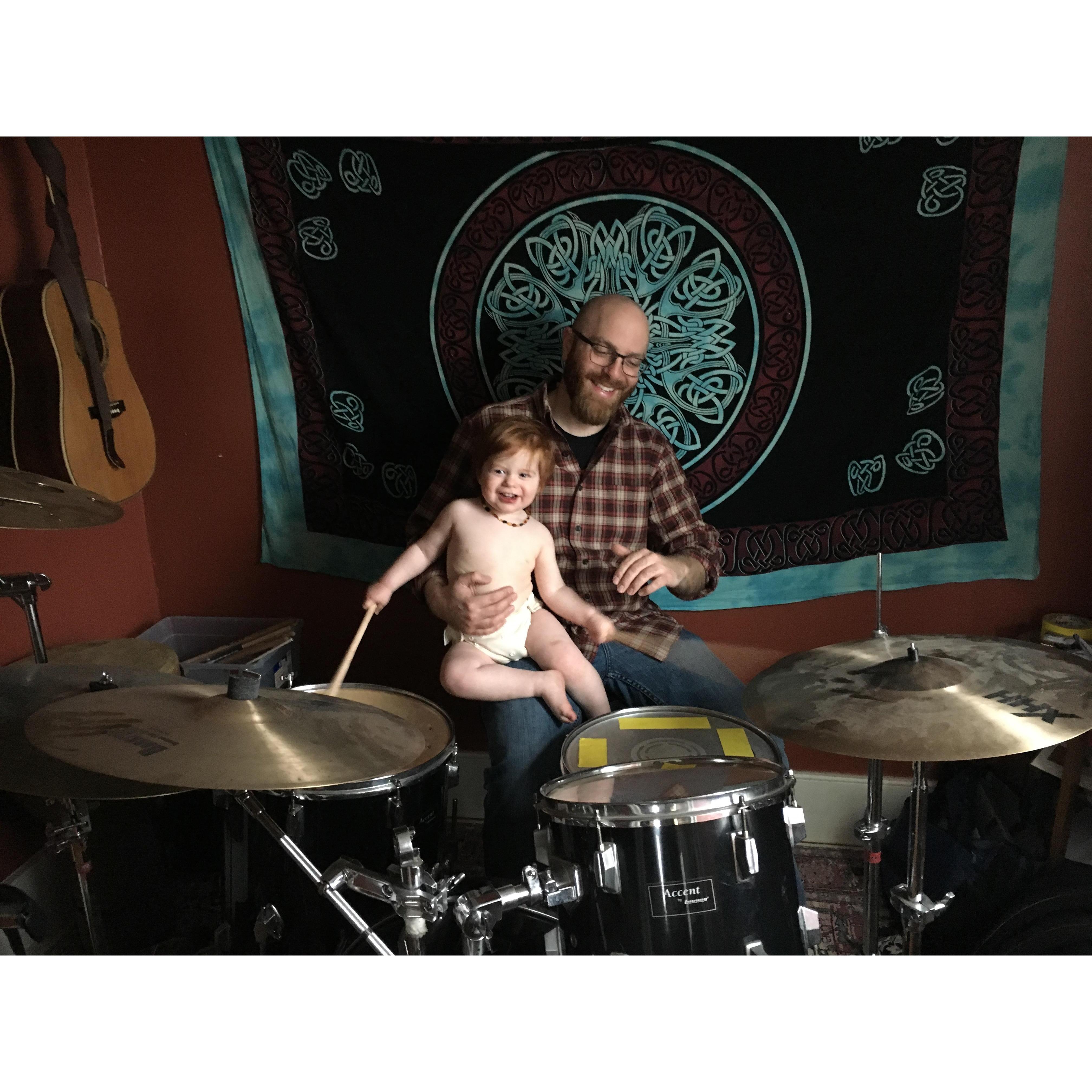 My boys with instruments, can't get enough of it