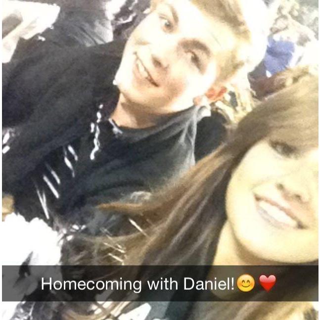Our first picture together. Daniel accompanied Caitlin to Randall's homecoming game in September of 2014.