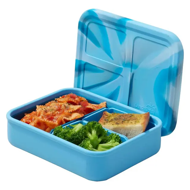 LunchBots Large Silicone Build-a-Bento Box - Tie Dye Light Blue