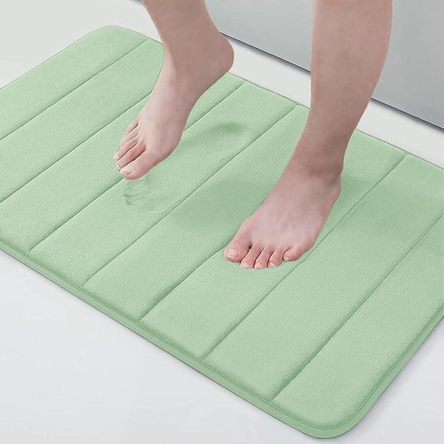 Buganda Memory Foam Bath Mat, 24" x 16", Ultra Soft and Non-Slip Bathroom Rugs, Water Absorbent and Machine Washable Bath Rug for Bathroom, Shower, and Tub, Sage Green