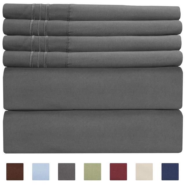 King Size Sheet Set - 6 Piece Set - Hotel Luxury Bed Sheets - Extra Soft - Deep Pockets - Easy Fit - Breathable & Cooling Sheets - Wrinkle Free - Comfy - Gray - Grey Bed Sheets - Kings Sheets - 6 PC