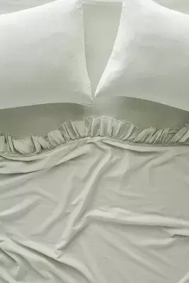 Ruffled Organic Spa Sateen Sheet Set