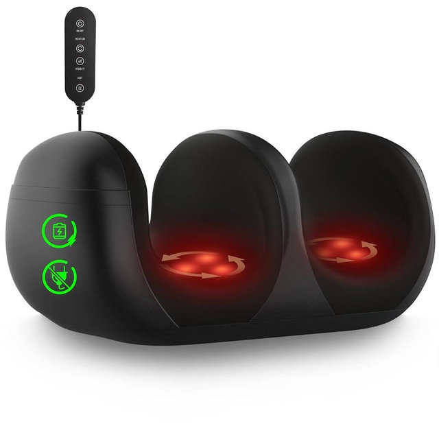 LINGTENG Cordless Foot Massager with 120°F Heat, Rechargeable Shiatsu Foot and Calf Kneading Machine with 3 Intensities and Remote for Home Office, Gifts for Women, Men, Dad, Mom