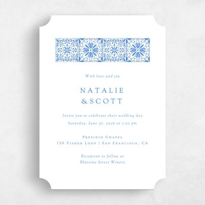 Blue Ticket Wedding Invitation - Oluveri Portrait