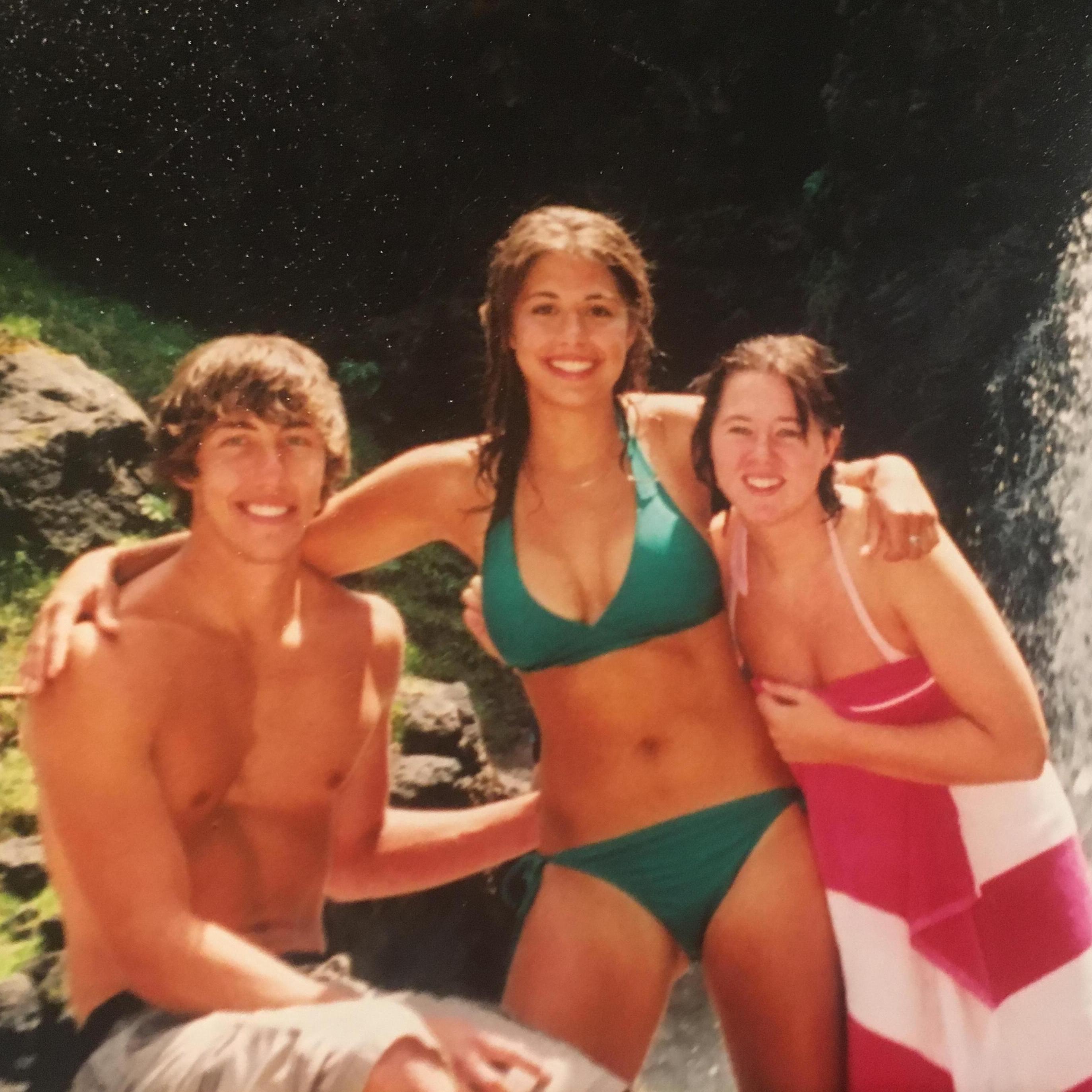 Waterfall jumping with friends in Yellowstone Nat'l Park 2005
