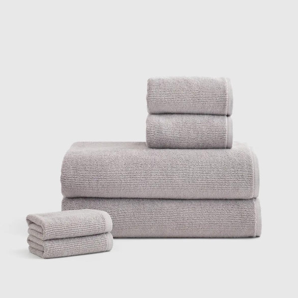 Quince Turkish Ribbed Quick Dry Bath Sheet Bundle in Grey