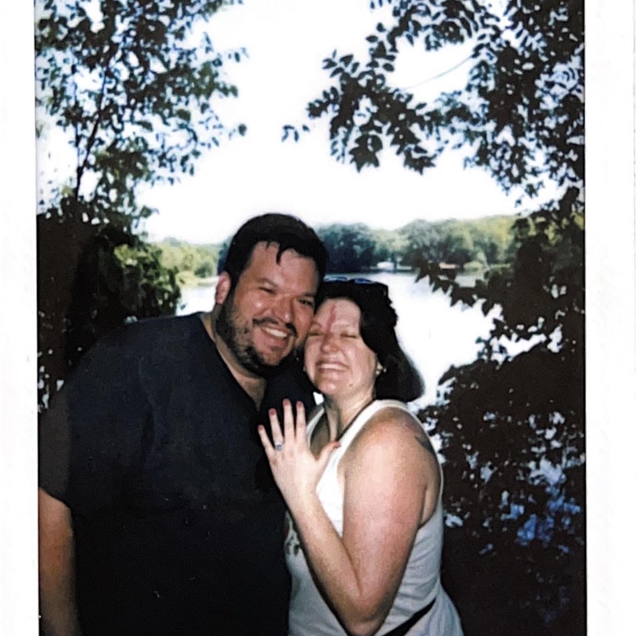 Clayton proposed on a hike at Bledsoe Creek State Park. We asked the first hiker that passed by to take our picture.