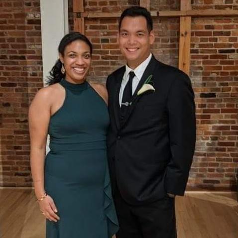 Us at our friends' wedding in Nov 2021