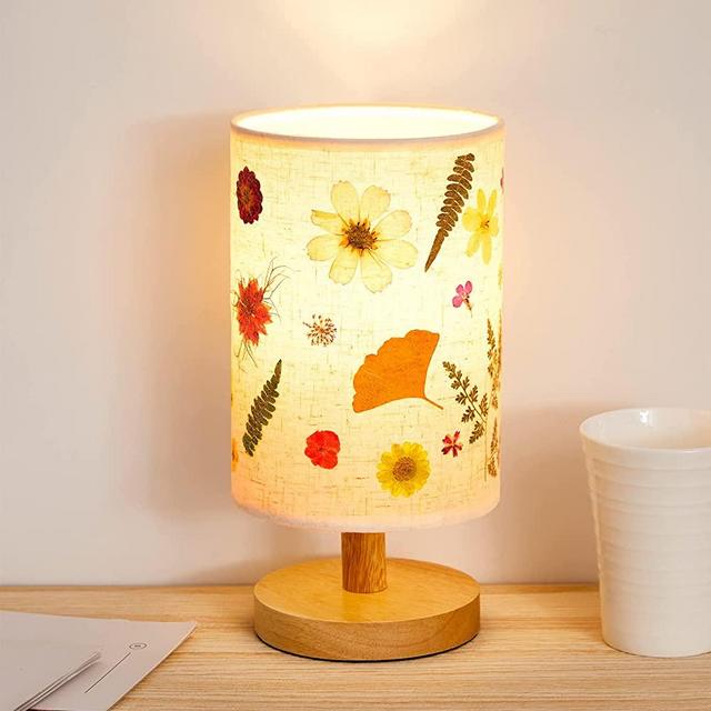 Bedside Lamp Pressed Flower Bedside Lamp Pressed Flowers Lampshade Table Lamp for Living Room Dorm Home Office (Modern Style)