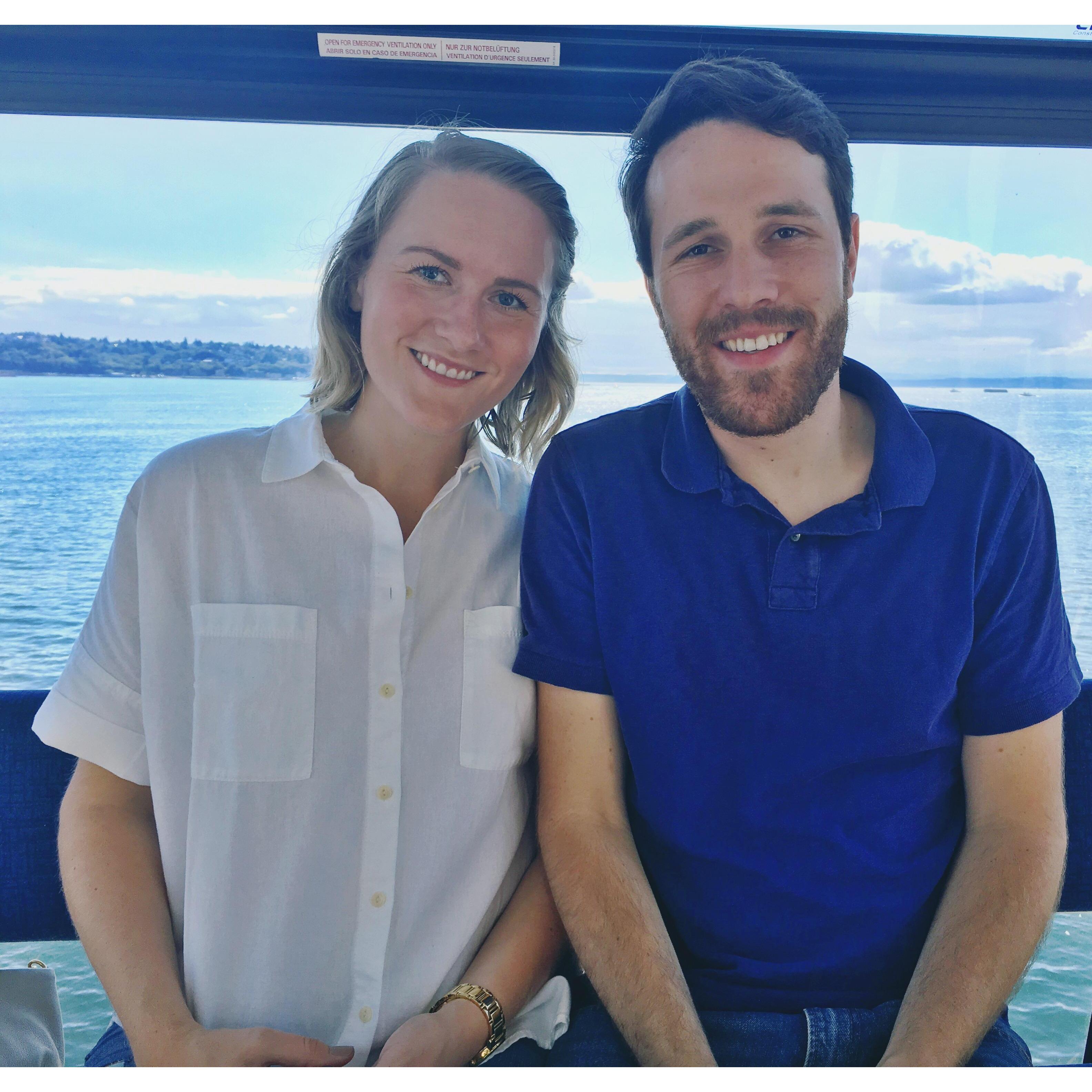 Our first time on the Great Wheel in Seattle. Little did we know we'd be in a gondola with another couple, but they were excellent at taking photos.