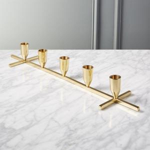 CB2 Stria Holds 5 Brass Taper Candle Holder