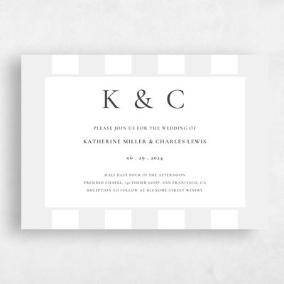 Smoke, Grey Wedding Invitation - Potter Landscape