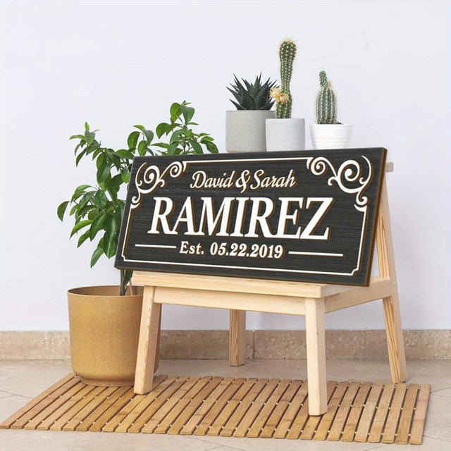 Design F Personalized Wedding Sign - Last Name, Anniversary, Engagement, Valentines Day, Wooden Heart Sign for Couples & Bridal Shower