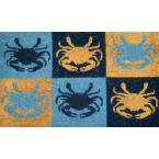 Multi Blue Crab 18 in. x 30 in. PVC Backed Coir Door Mat
