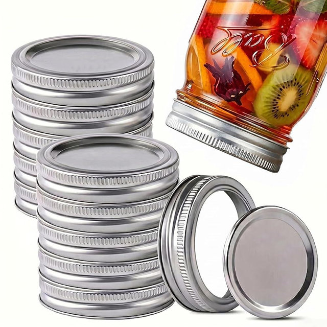 SOGCASE 12Pack/24Pack REGULAR Mouth Mason Jar Lids for Ball, Kerr and More - Lids with Bands/Rings for Mason/Canning Jars - Leak-Proof, Safe & Food Grade, Set of 12