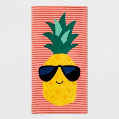 Pineapple Beach Towel Red/Yellow - Sun Squad™