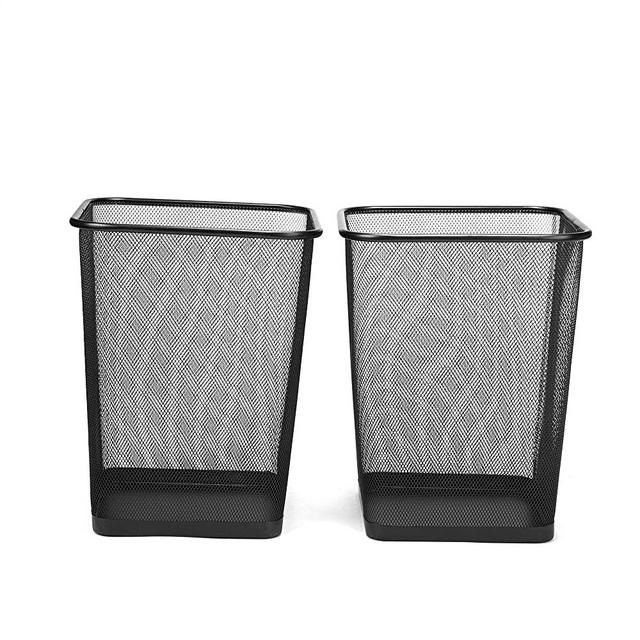 Mind Reader 2SQUAGA-BLK 2-Piece Garbage Waste Basket Recycling Bin Set, Square Metal Mesh, Black