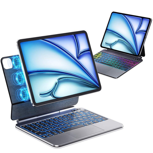 iPad Case with Keyboard Air 11 inch (M4/M3/M2) Pro 11 inch (1/2/3/4 Gen) Multi-Touch Trackpad Easy-Set Bluetooth Magnetic Keyboard Case Floating Stand (Air 5/4/11" (M2/M3/M4) Pro 11" 4/3/2/1)