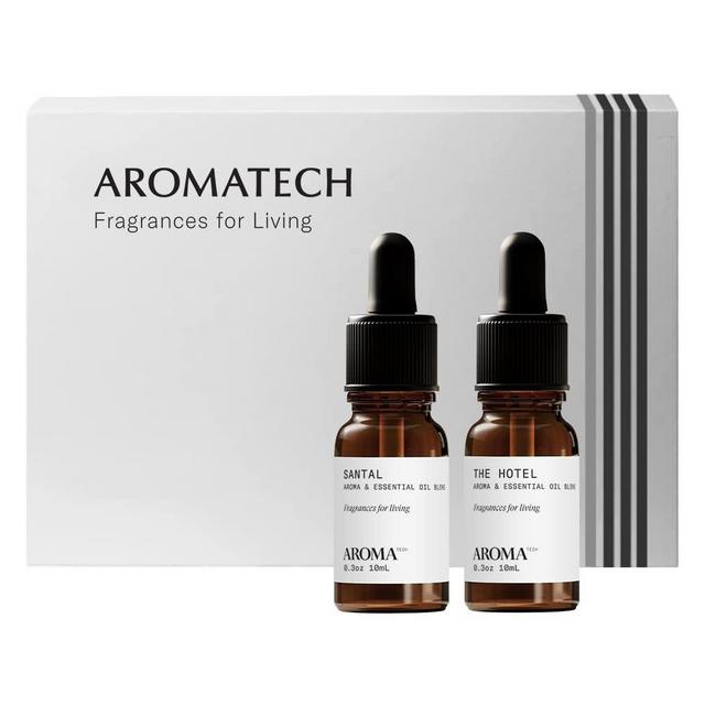 AromaTech Santal & The Hotel Set | Gift Set of Aroma Diffuser Essential Oils Blend of Santal Cardamom, Papyrus, Musk | The Hotel Peach, Red Rose, Pine - 10 Milliliter