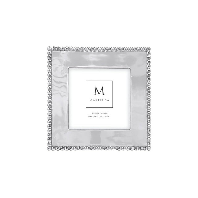 MARIPOSA Beaded 4x4 Engravable Frame, Silver