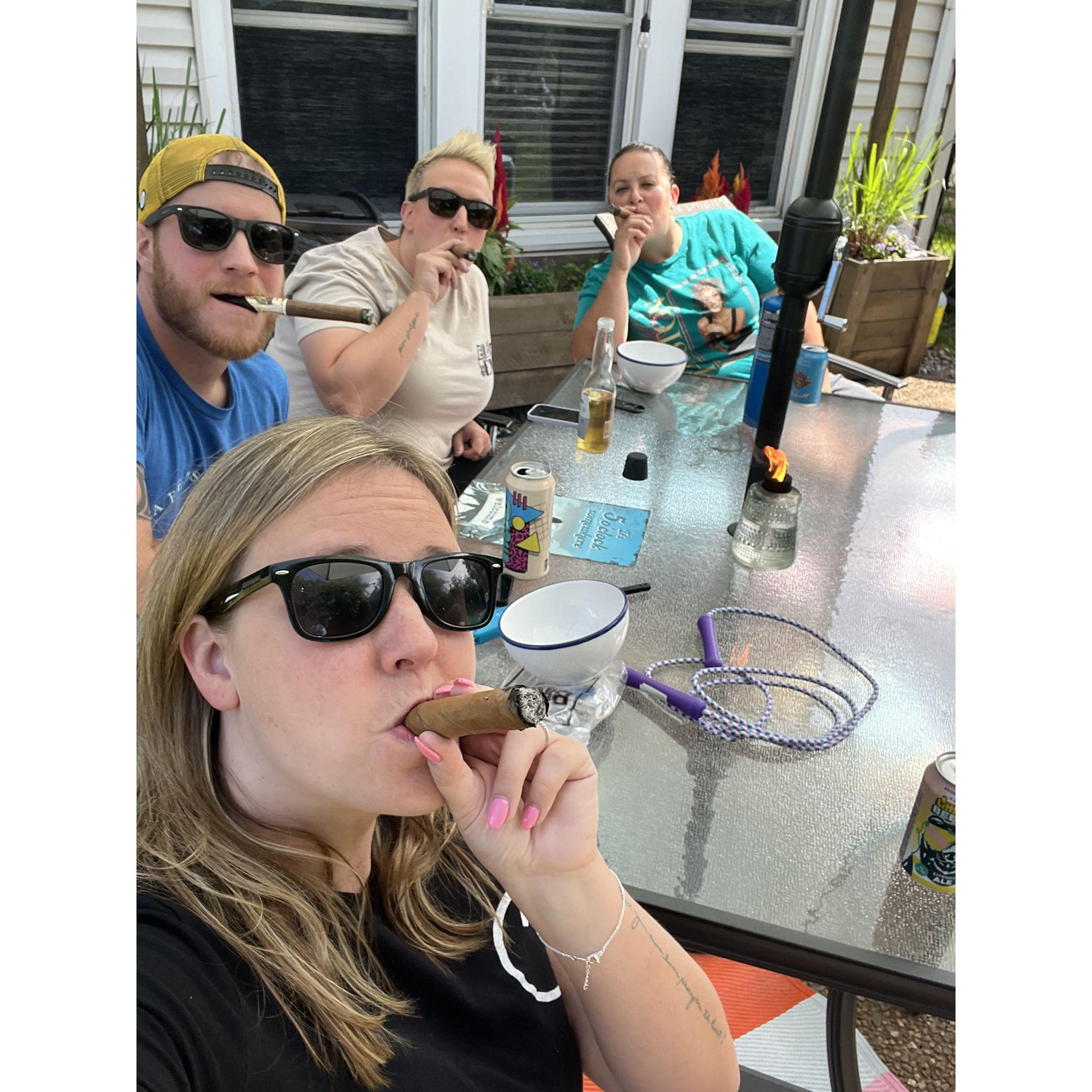 All the brudders enjoying a summer cigar!