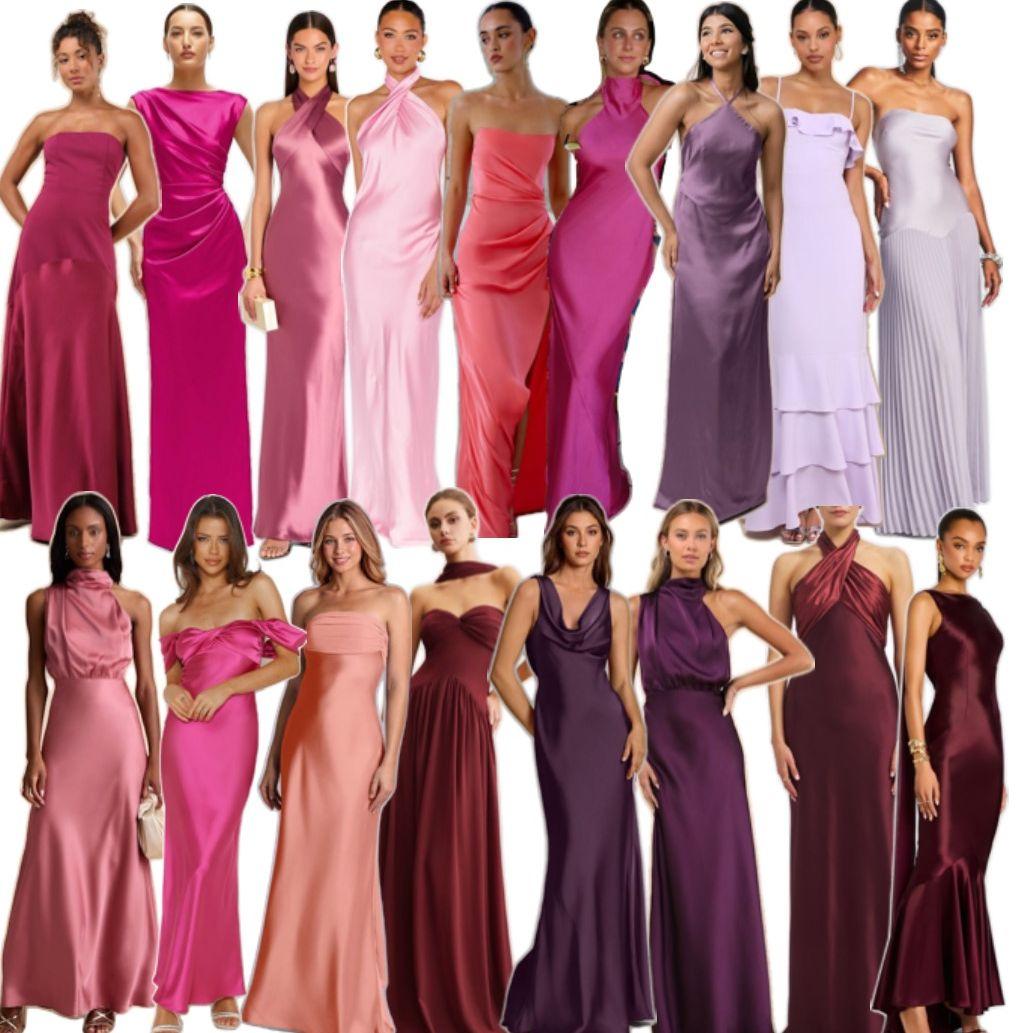 Women should wear a floor-length gown in a solid spring color. Please avoid patterns and taupe, as our bridesmaids will be in that shade. We can’t wait to see you looking your best!