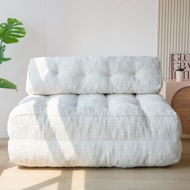 MAXYOYO Folding Sofa Bed, Convertible Sleeper Chair with Pilow Foldable Matress with Back Support, Portable Fold Out Chair Bed Comfy Floor Sofa Lounge for Living Room Bedroom, Beige, Double