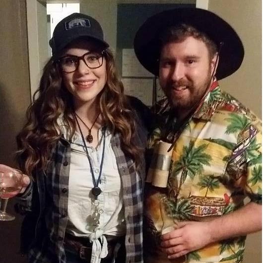Halloween 2015 geologist and a man on safari.