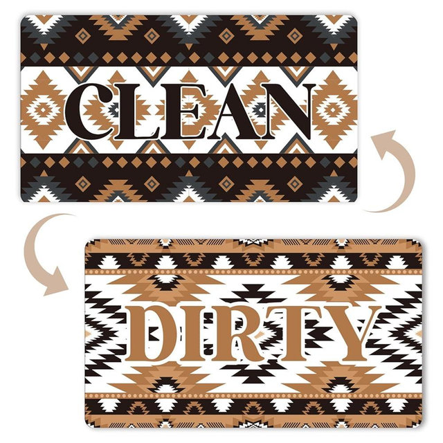 Dishwasher Magnet Clean Dirty Sign - Cosmisun Western Aztec Clean Dirty Magnet for Dishwasher Vintage Southwestern Double Sided Dish Washer Magnetic Flip Indicator for Home Kitchen Refrigerator Decor