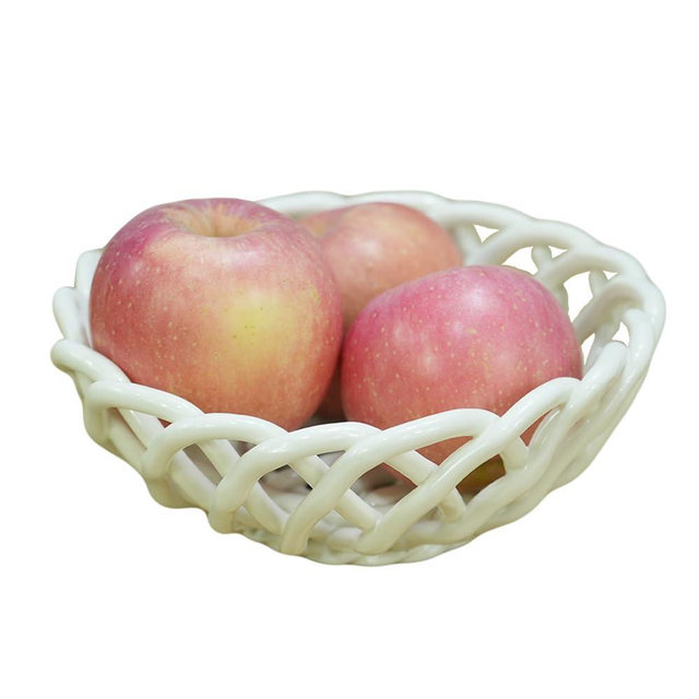 SYNWISH Modern Fruit Basket Storage for Kitchen Countertop Handmade White Ceramic Decorative Bowl Holder for Bread Snack Veggies Home Kitchen Décor,Stylish Key Bowl for Entry Table (W, M)