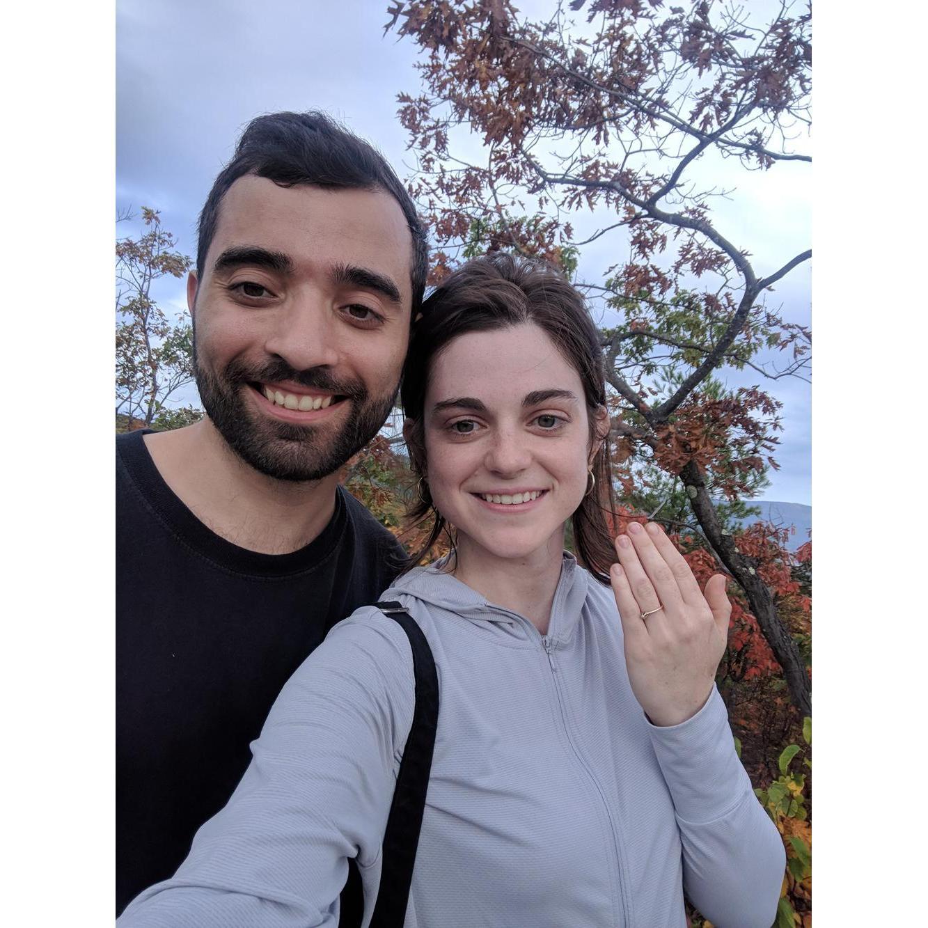 Andrew proposed! On our hike near Williamstown, MA.