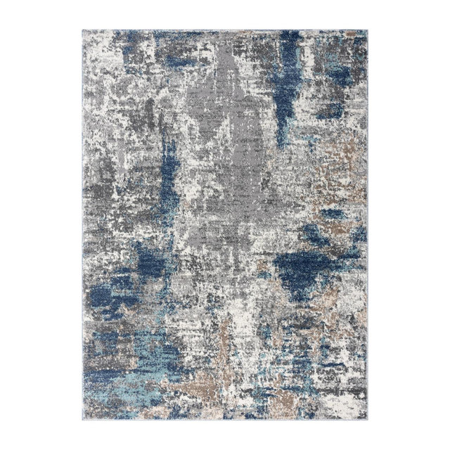 Luxe Weavers Modern Abstract Area Rug, D.Blue-L.Blue 6x9