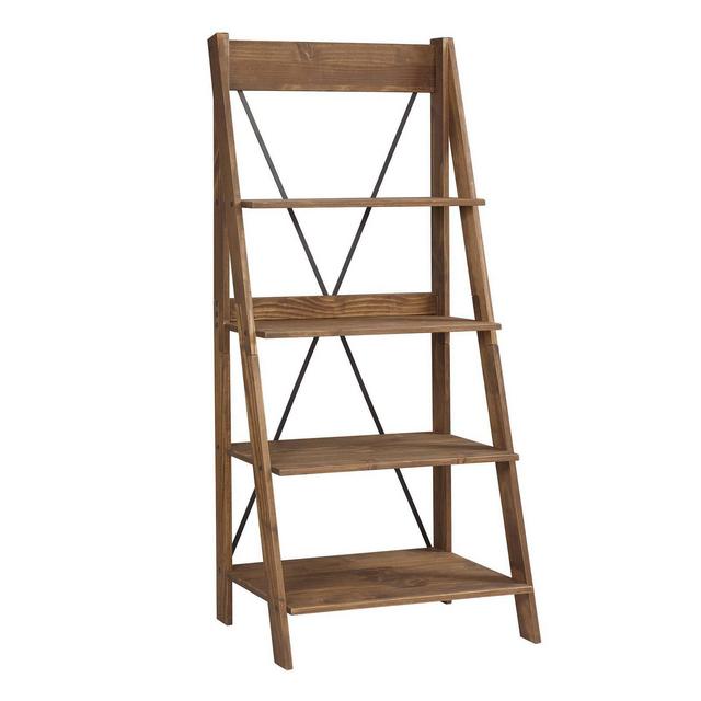 Solid Wood Ladder Bookshelf Brown - Saracina Home